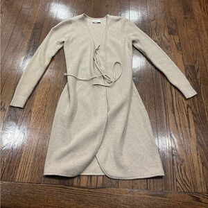 Abercrombie & Fitch Neutral Wrap-Front Knit Dress